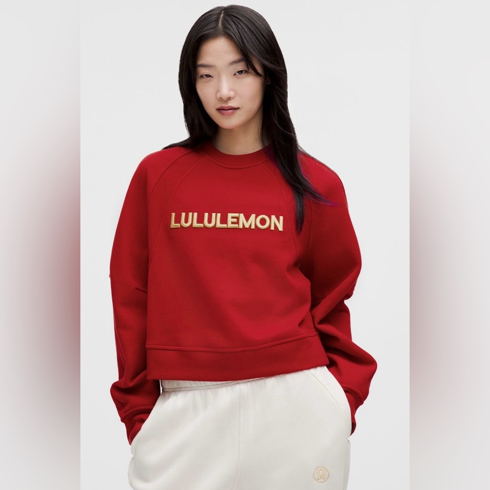 Lululemon NWT Lunar Year Scuba Oversized Pullover Dark Red Gold Size M L